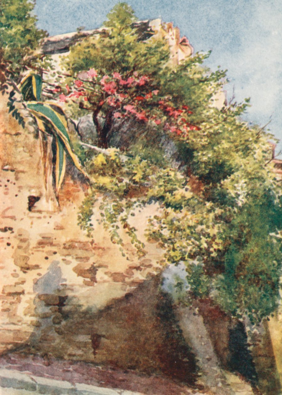 Ett gathörn, Cagnes (färglitografi) av William Scott