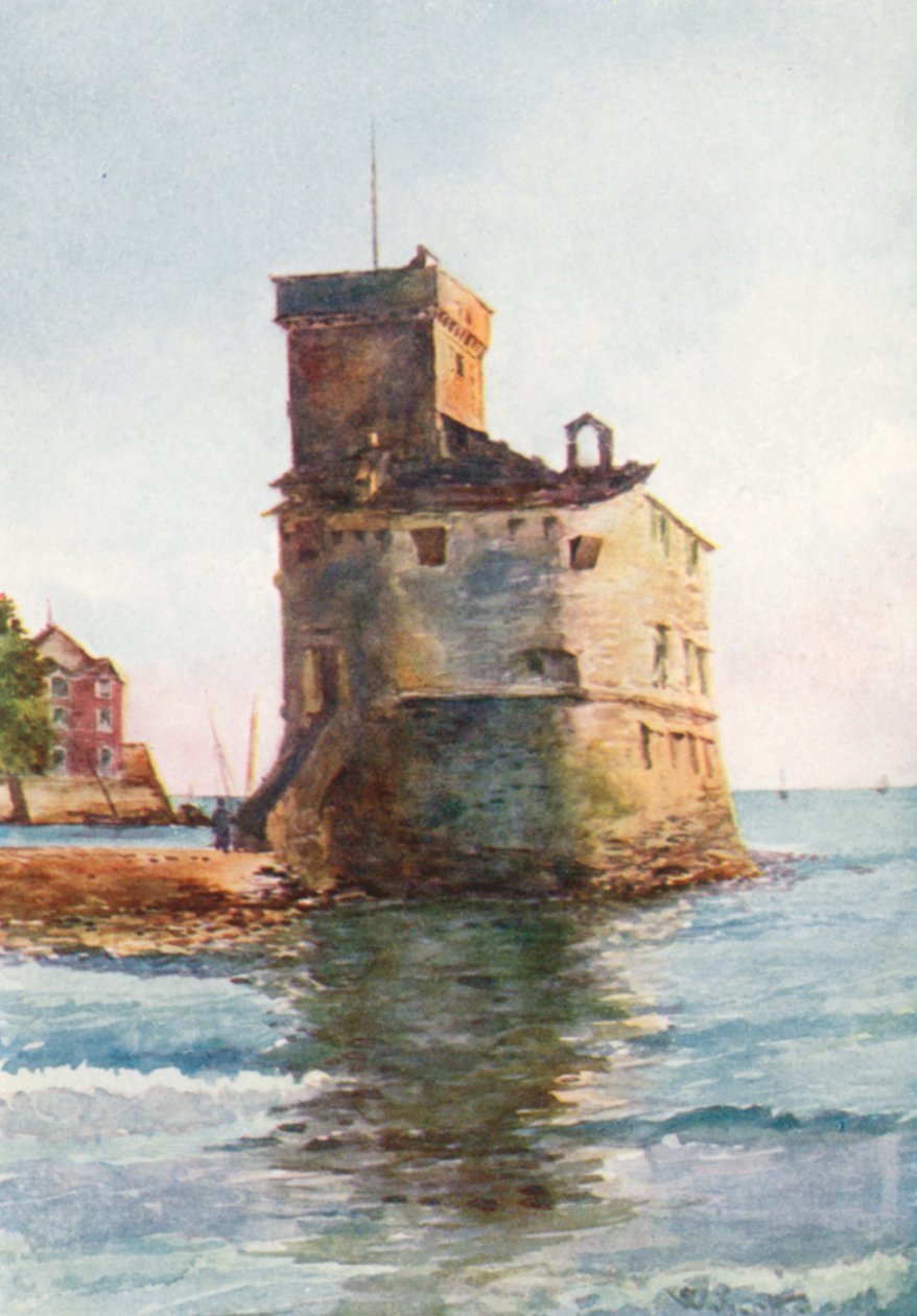 Gamla tornet, Rapallo (färglitografi) av William Scott
