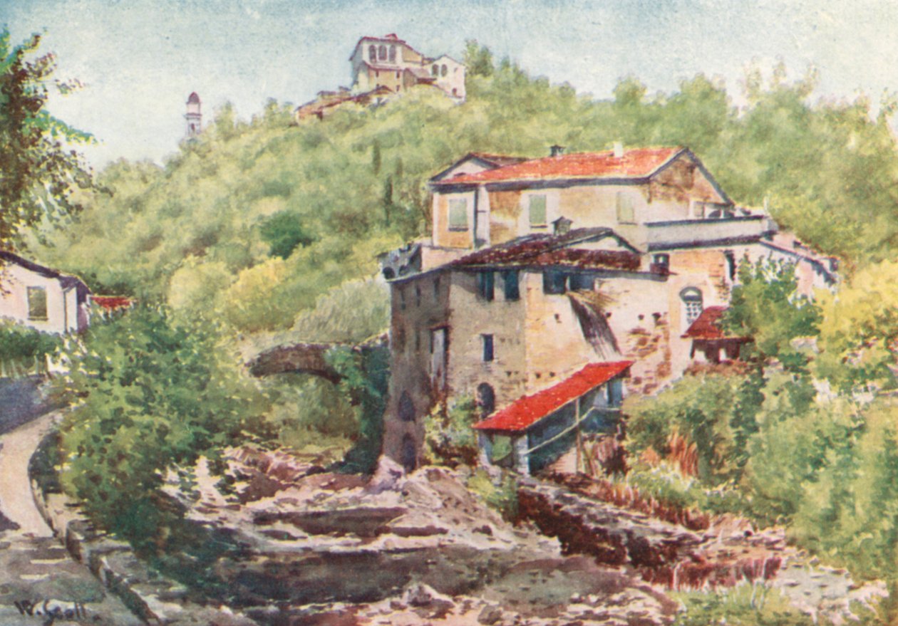 Olivkvarn, Dolcedo (färglitografi) av William Scott