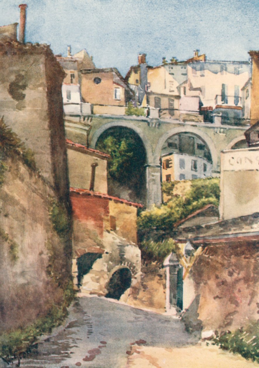 Gata i Grasse (färglitografi) av William Scott