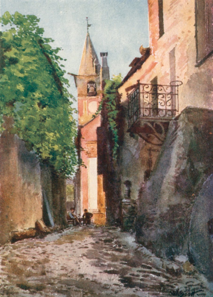 Gata i Villanuova, nära Albenga (färglitografi) av William Scott