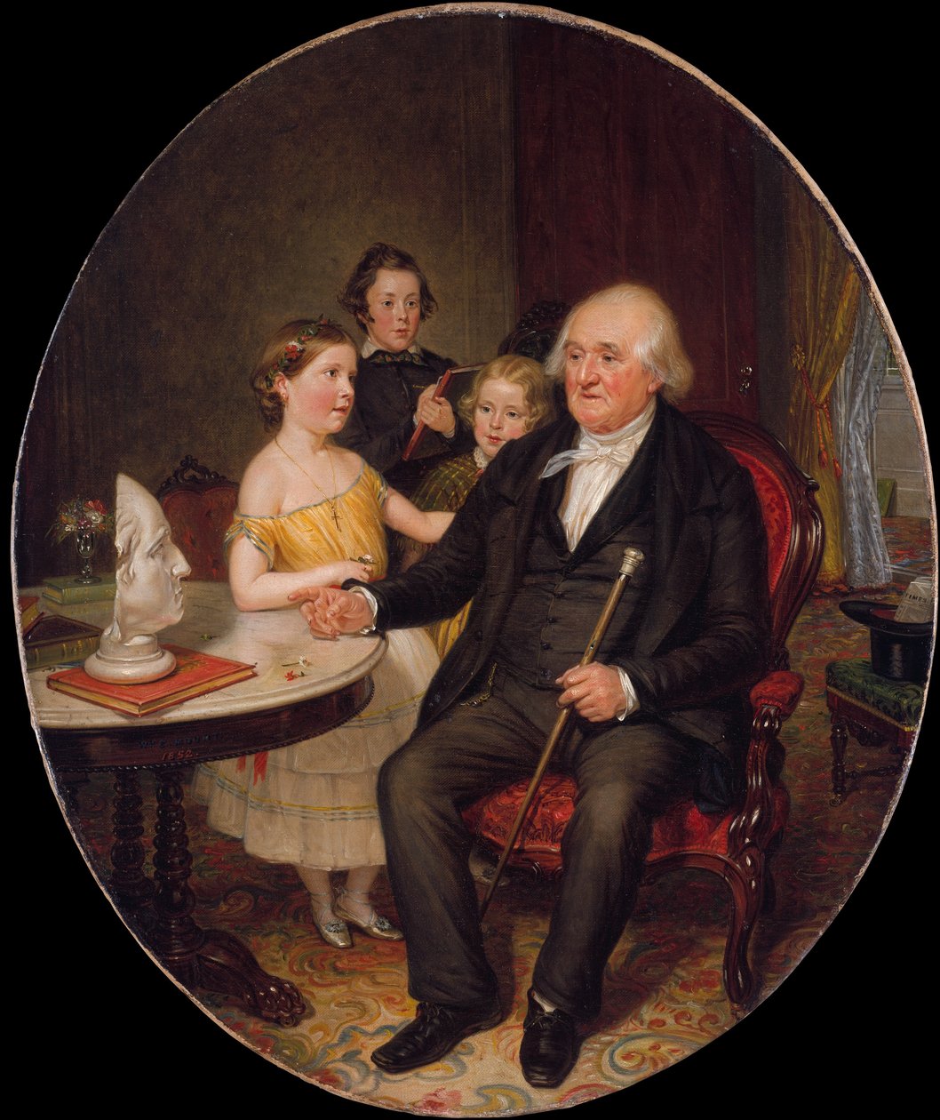 Farfars fars berättelse om revolutionen - ett porträtt av pastor Zachariah Greene, 1852. av William Sidney Mount