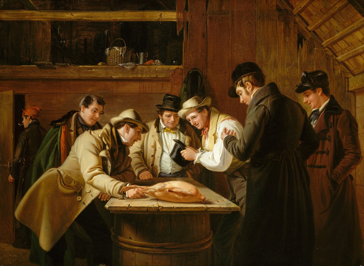 Lottningen utlottning för gåsen, 1837. av William Sidney Mount