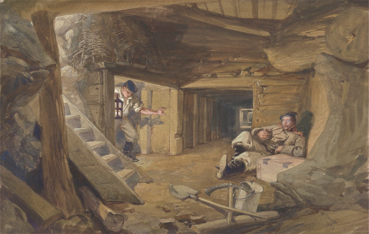 Gruva i Bastion du Mat, Sebastopol, Krim av William Simpson