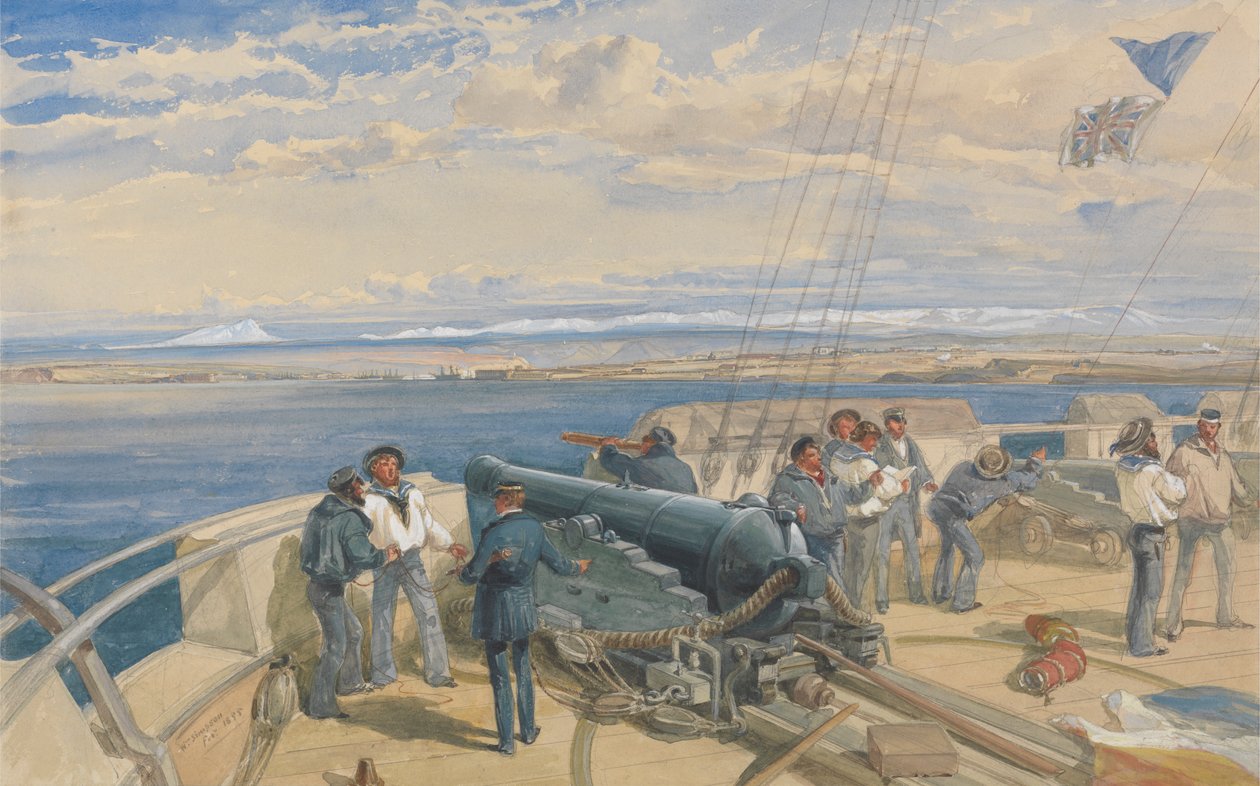 Sebastopol, skissad från H. M. S. Sidons däck, februari 1855 av William Simpson