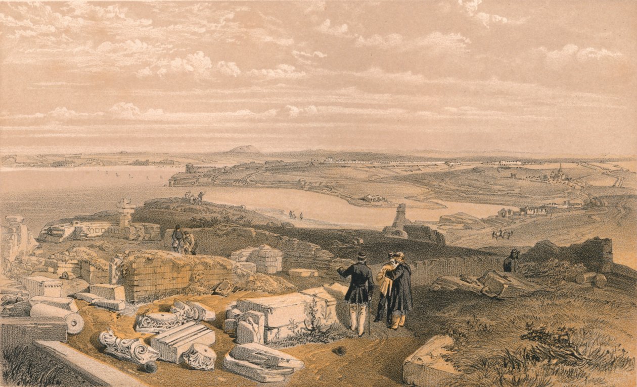 "Sebastopol från Old Chersonese and Ancient Church of St Vladimir", 1856. Konstnärer: William Simpson, E Walker. av William Simpson