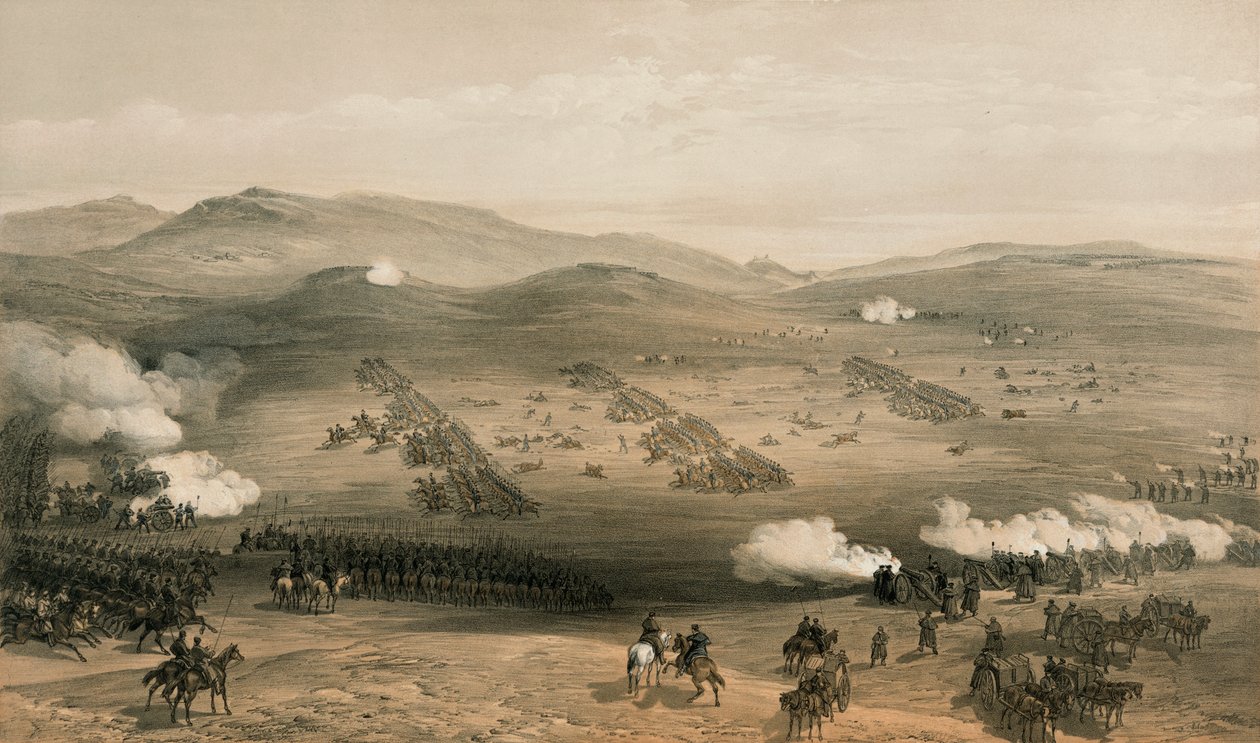 Den lätta brigadens anfall vid slaget vid Balaclava, 25 oktober 1854, 1800-talet av William Crimea Simpson