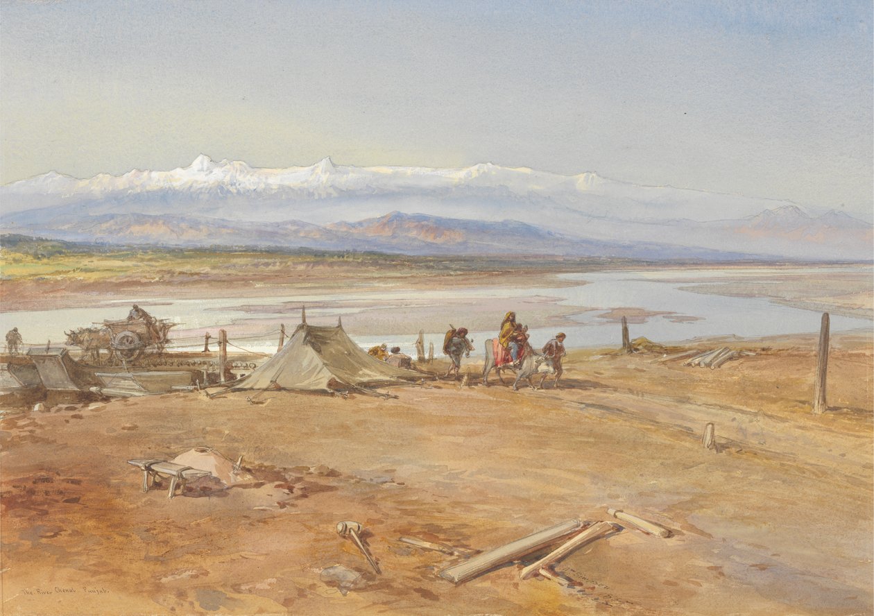 Floden Chenab, Punjab av William Simpson