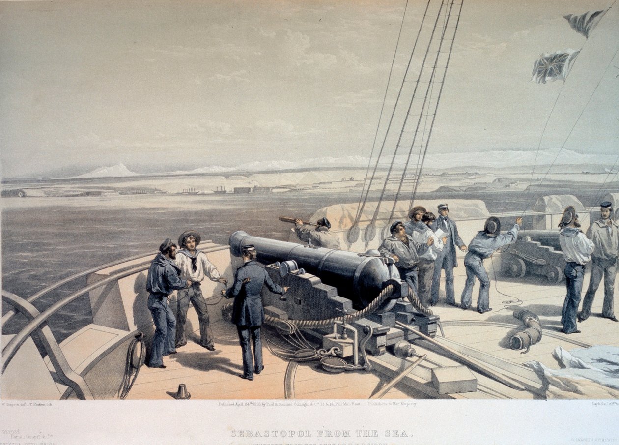 Utsikt över Sevastopol från havet, 1855. av William Simpson