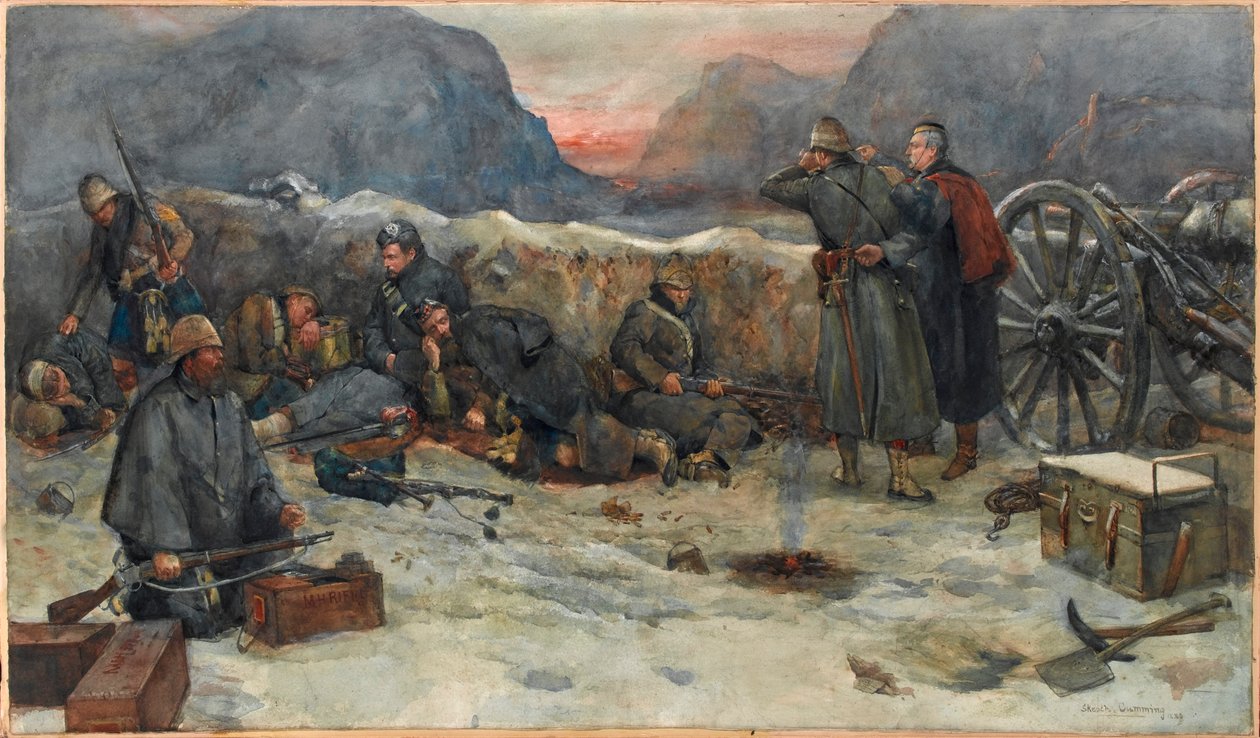 The Gordon Highlanders: Daybreak in the trenches av William Skeoch Cumming