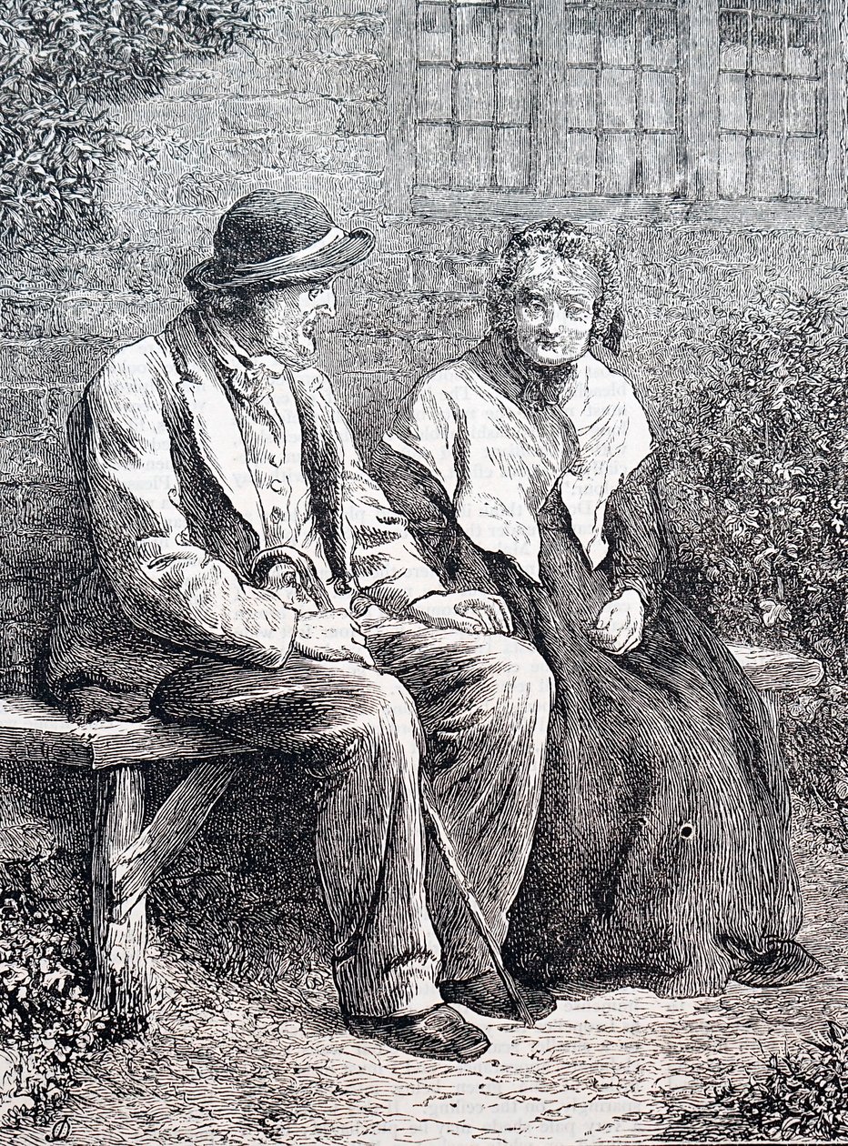 Ett äldre par. Av William Small (1843-1929), en engelsk illustratör. 1880 (gravyr) av William Small