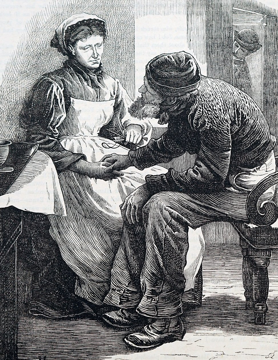 Ett äldre par. Av William Small (1843-1929), en engelsk illustratör. 1880 (gravyr) av William Small