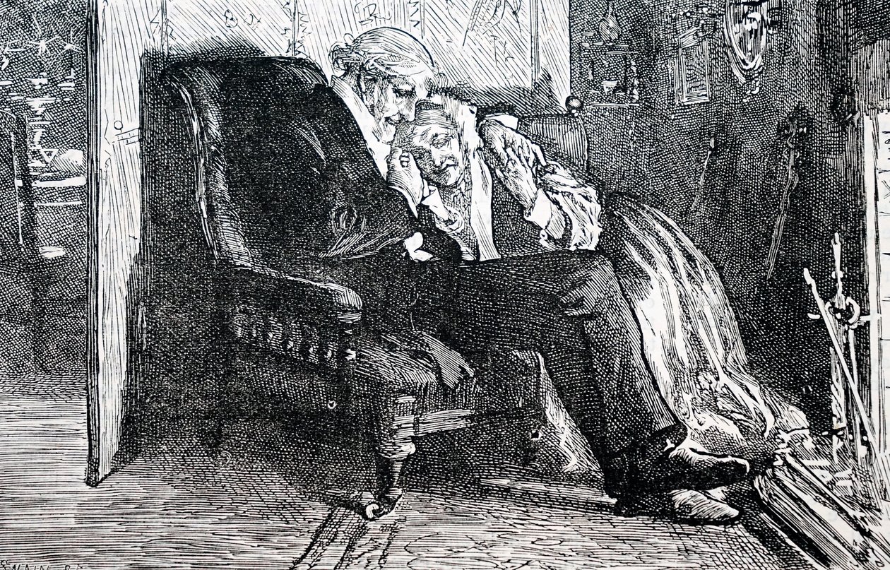 Ett äldre par. Av William Small (1843-1929), en engelsk illustratör. 1880 (gravyr) av William Small