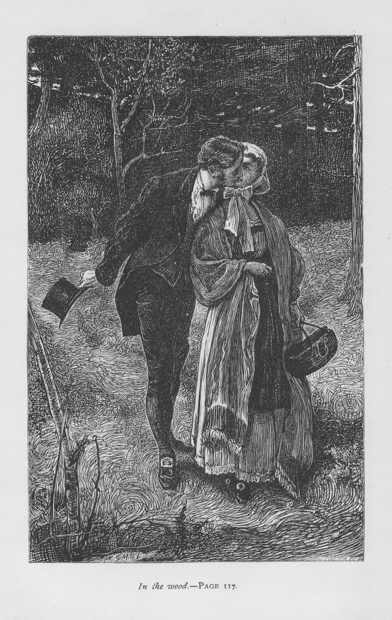 Hetty Sorrel, älskad av Adam Bede, möter den unge godsägaren Arthur Donnithorne i skogen. Hetty får sitt barn och döms för barnmord och döms till döden. Genom Donninghornes ingripande omvandlas dödsdomen till transport. av William Small