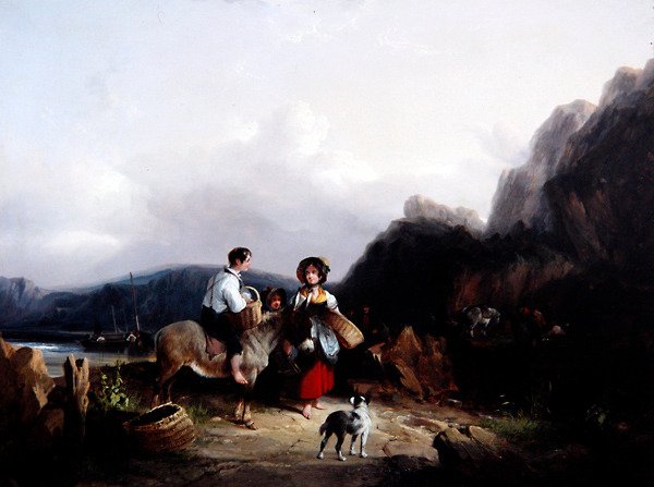 Kustlandskap (olja på duk) av William Snr. Shayer
