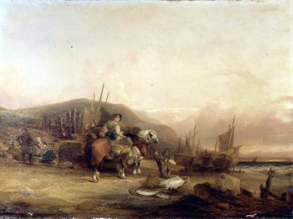 Inspektera fångsten (olja på duk) av William Snr. Shayer