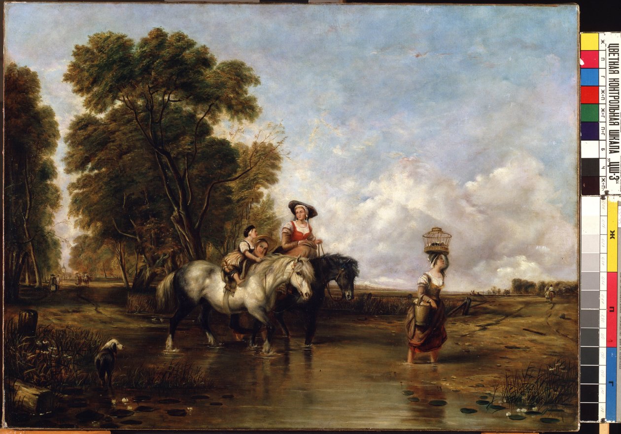 Ford korsning (genom ett vadställe). Målning av William I Shayer (1788-1879). Olja på duk, 94,5 x 127,5 cm. 1800-talets engelska skola. Statens M.K. Ciurlionis konstmuseum, Kaunas (Litauen). av William Snr. Shayer