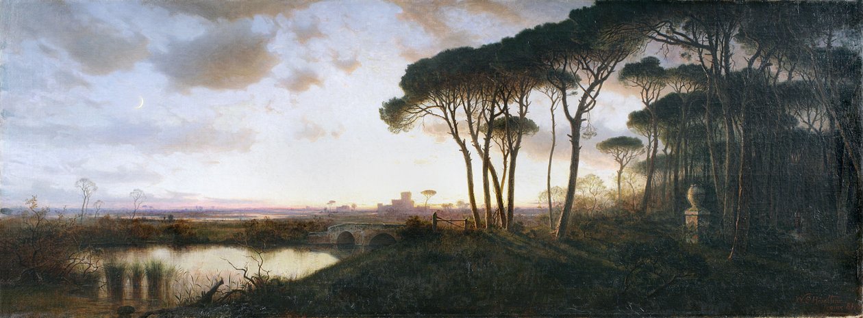 Slottet i Ostia sett från tallskogen i Castel Fusano, 1881 av William Stanley Haseltine