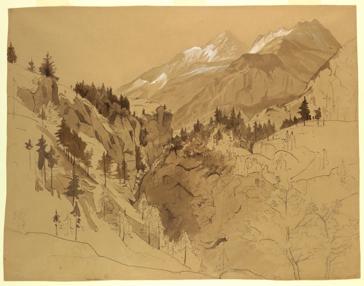 Teckning, berg nära Meiringen, Schweiz, 1856 av William Stanley Haseltine