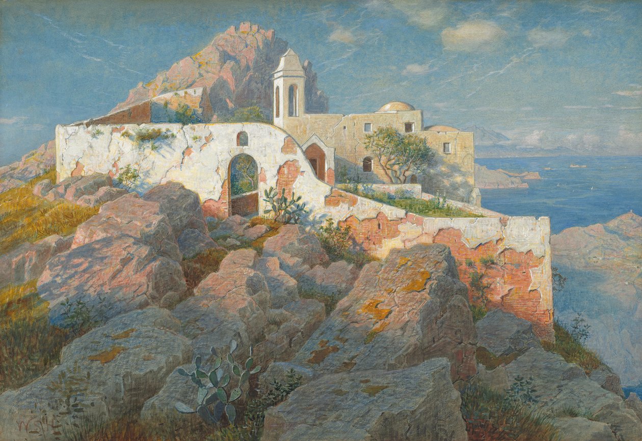 Santa Maria a Cetrella, Anacapri, ca 1892 (akvarell och gouache över grafit) av William Stanley Haseltine