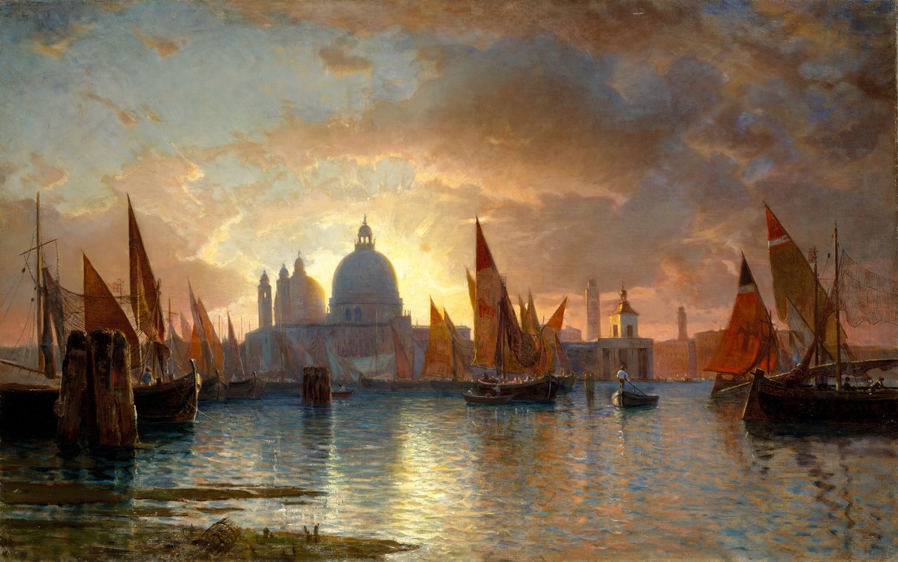 Santa Maria della Salute, solnedgång, 1870-85. av William Stanley Haseltine