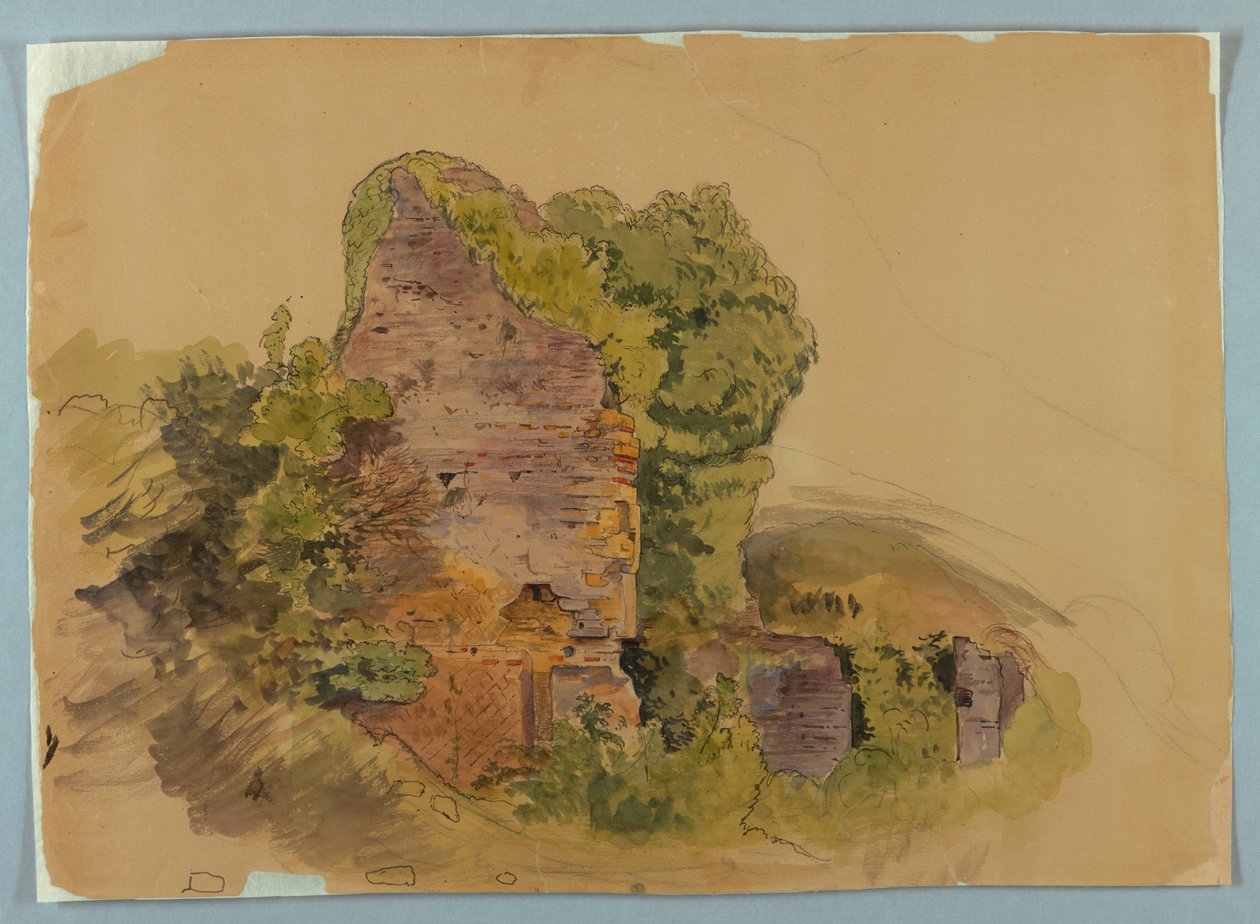 Tornbas, skiss av ruiner i skogen av William Stanley Haseltine