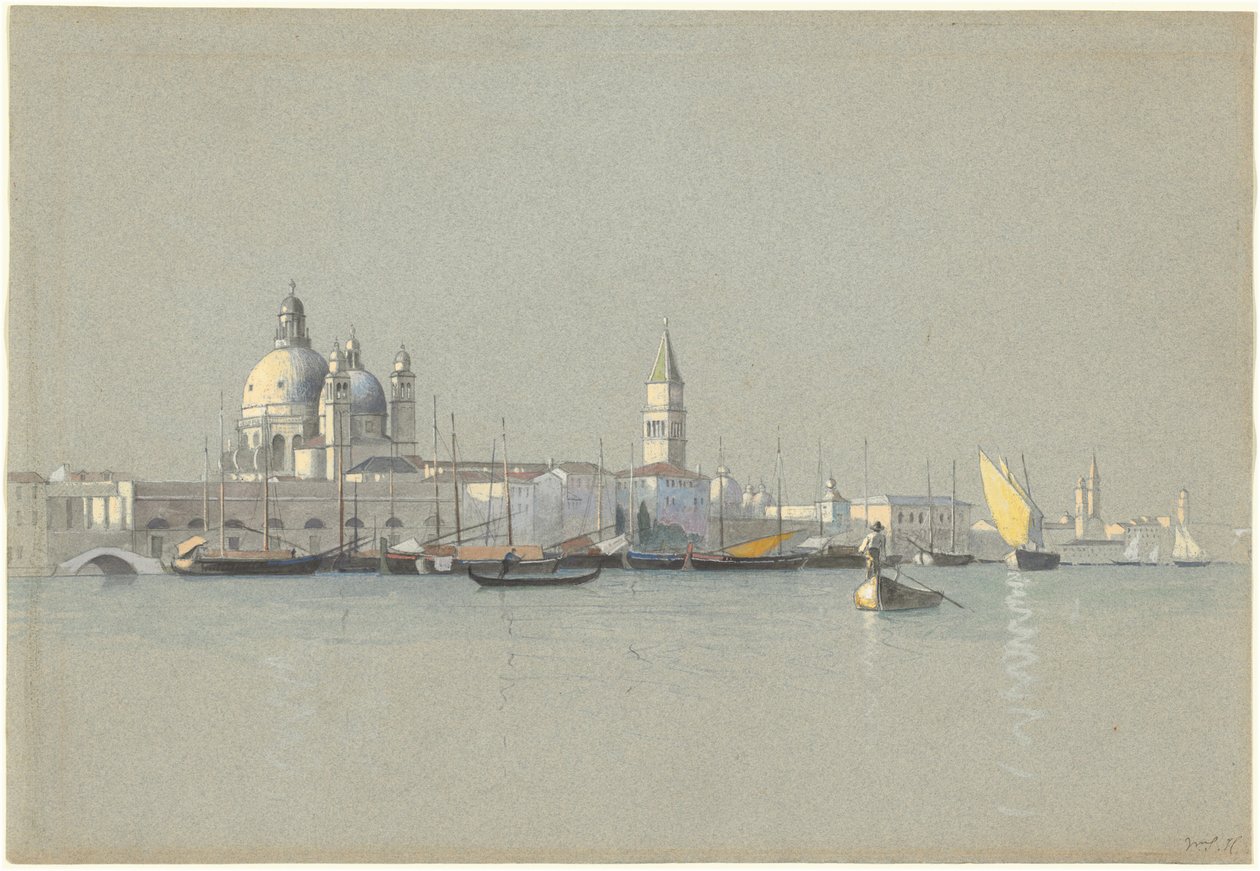 Utsikt över Giudecca-kanalen mot Salute och San Marcos klocktorn av William Stanley Haseltine
