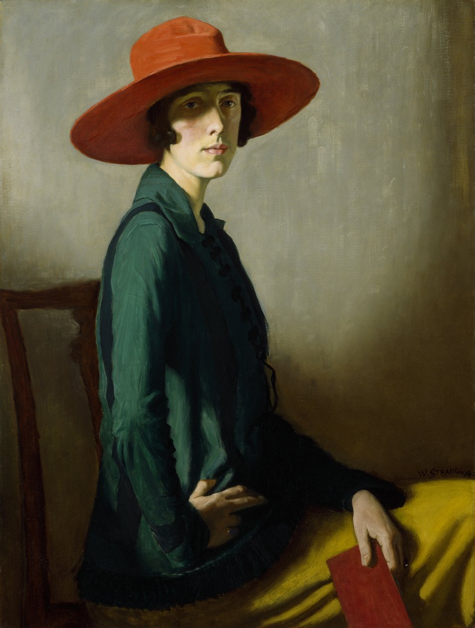 Dam med röd hatt av William Strang