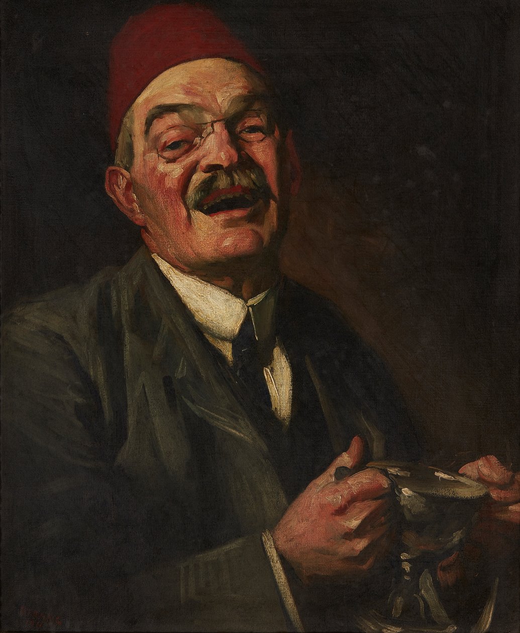 Laughing Man - Självporträtt (olja på duk) av William Strang