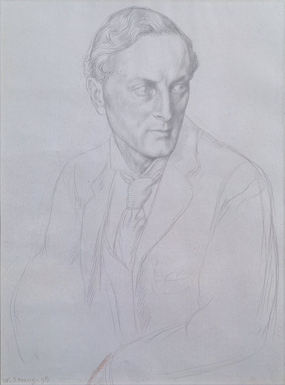 Porträtt av Sir Henry John Newbolt (1862-1938) poet, 1898 (silverpoint på papper) av William Strang