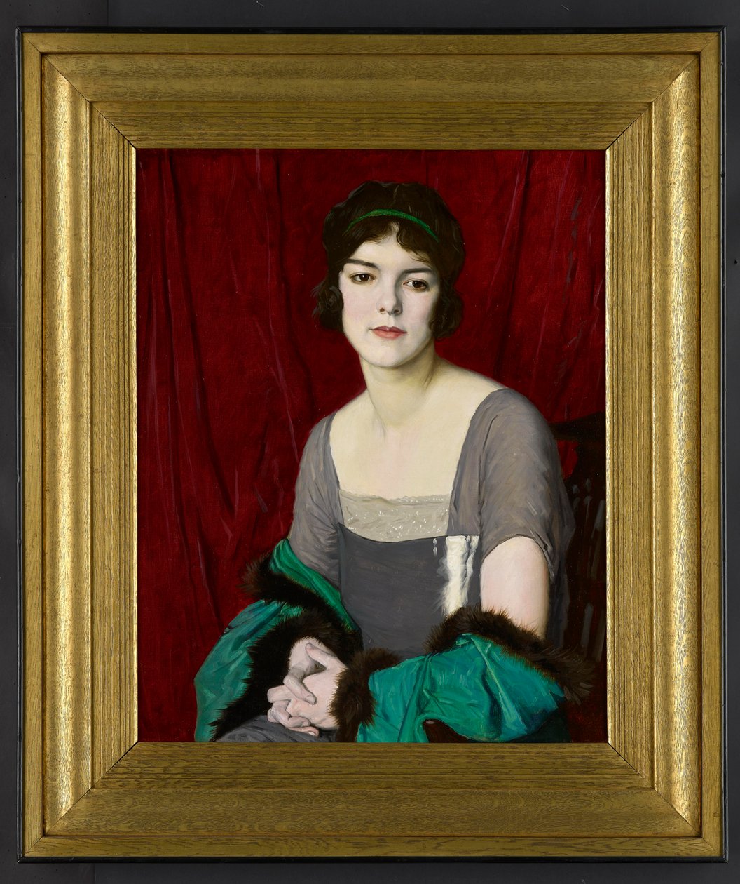 Den gröna kappan, porträtt av skådespelerskan Miss Barbara Horder, 1918 av William Strang
