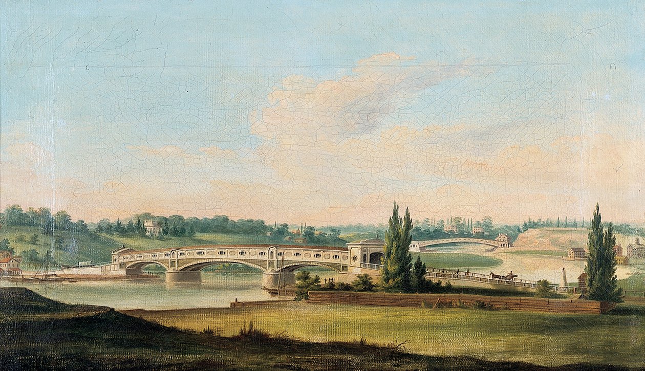 En vy av en bro över Schuylkill River av William Strickland