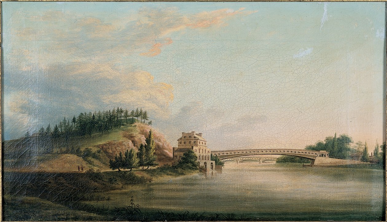 Vy över en bro över Schuylkill River, c.1815 av William Strickland