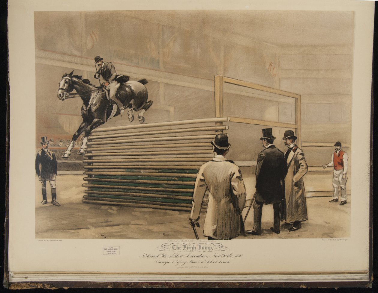 The High Jump, National Horse Show Association, New York 1892, Transportbinder Maud på 6 fot 1 tum av William Sullivant Vanderbilt Allen
