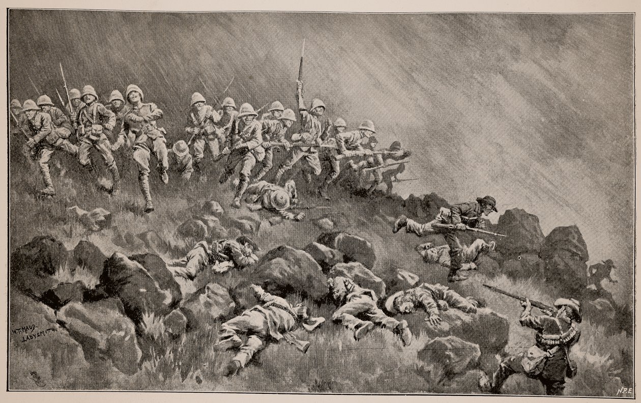 Det stora överfallet på Ladysmith: The Devons Clearing Wagon Hill av William T. Maud