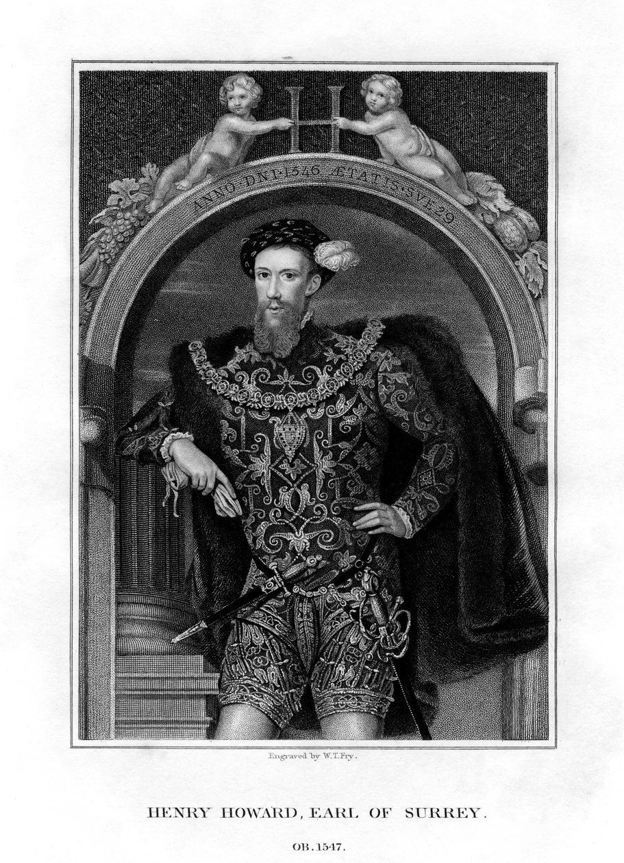 Henry Howard, Earl of Surrey, engelsk aristokrat och poet, 1829. av William Thomas Fry
