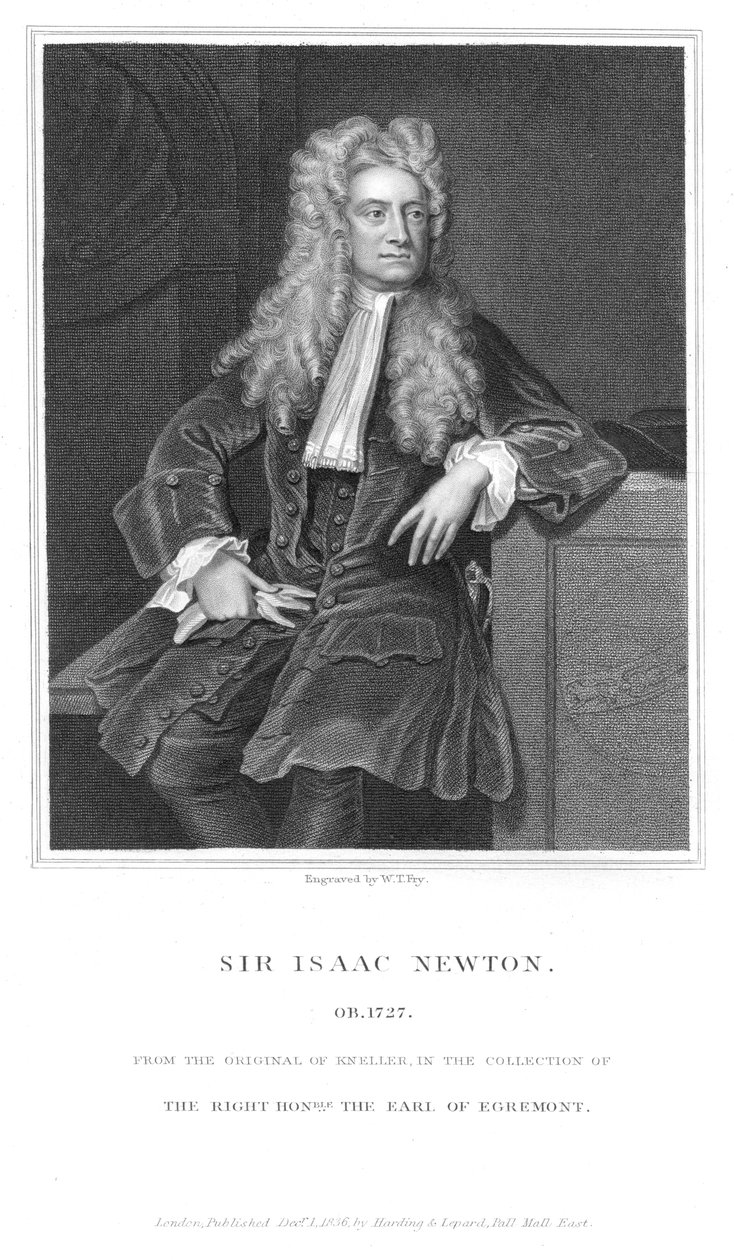Isaac Newton, engelsk matematiker och fysiker, 1836 av William Thomas Fry