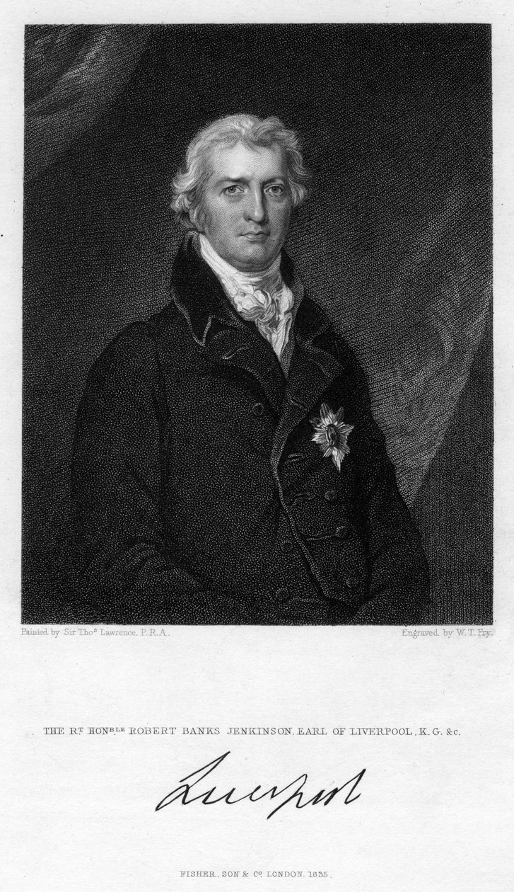 Robert Jenkinson, 2nd Earl of Liverpool, brittisk politiker och premiärminister, 1835. av William Thomas Fry