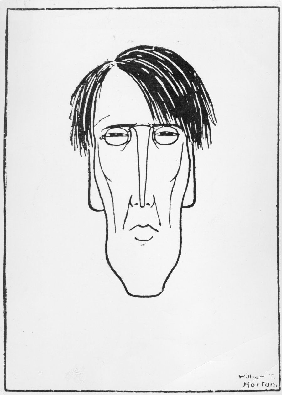 Karikatyr av W.B. Yeats, 1898 (bläck på papper) av William Thomas Horton