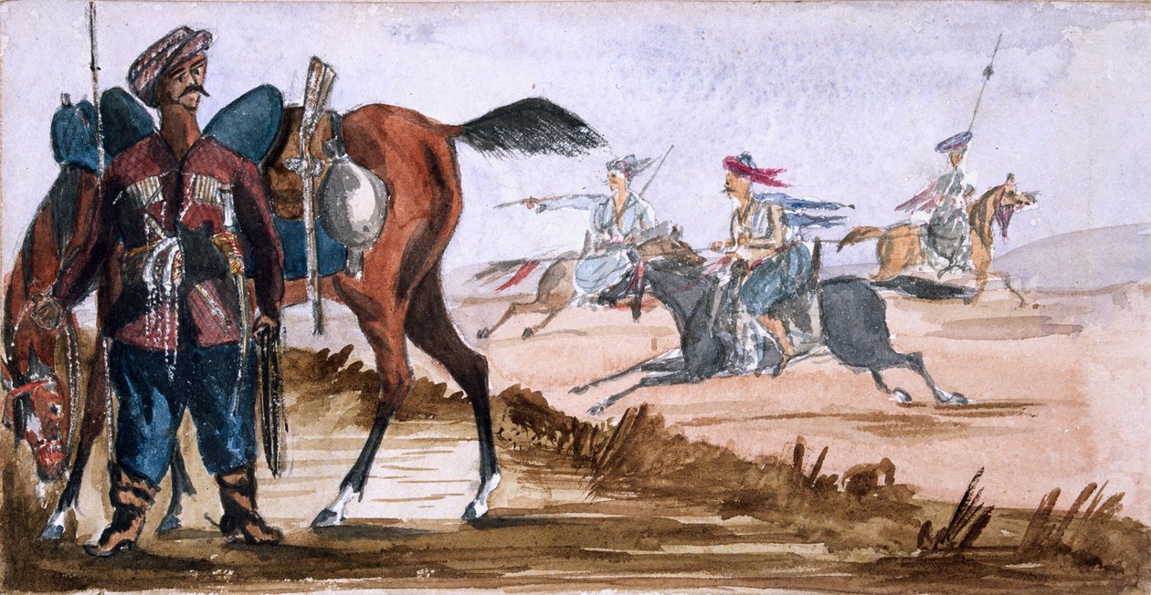 ?Bashi Bazouk från Circassia och andra på träning i bakgrunden? av William Thomas Markham