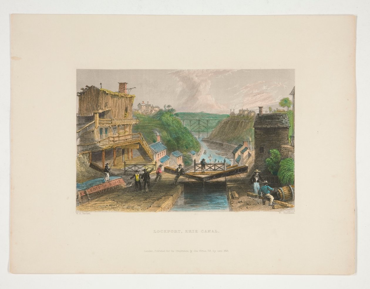 Lockport, Erie Canal, illustration för Nathaniel Parker Willis av William Tombleson
