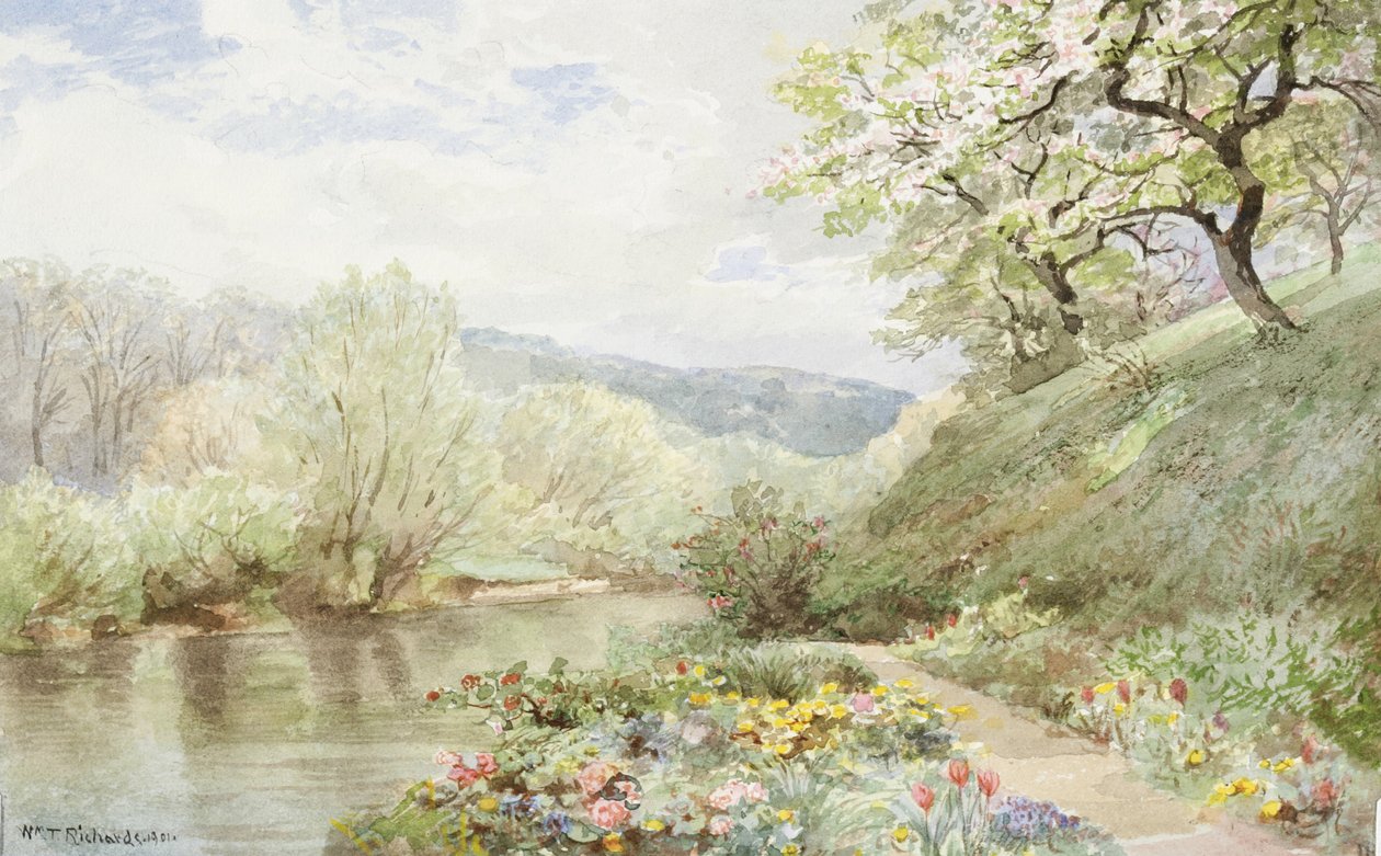 Fidelia Bridges trädgård i Kanaan, Connecticut av William Trost Richards
