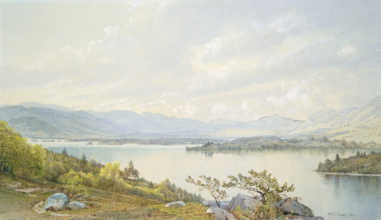 Lake Squam och Sandwich Mountains, 1872. av William Trost Richards