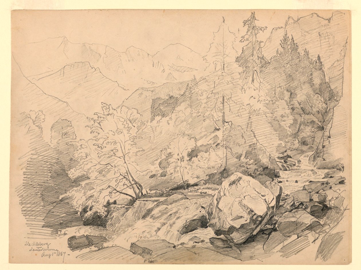 Landskap, Stechelberg, Lauterbrunnen, Schweiz av William Trost Richards
