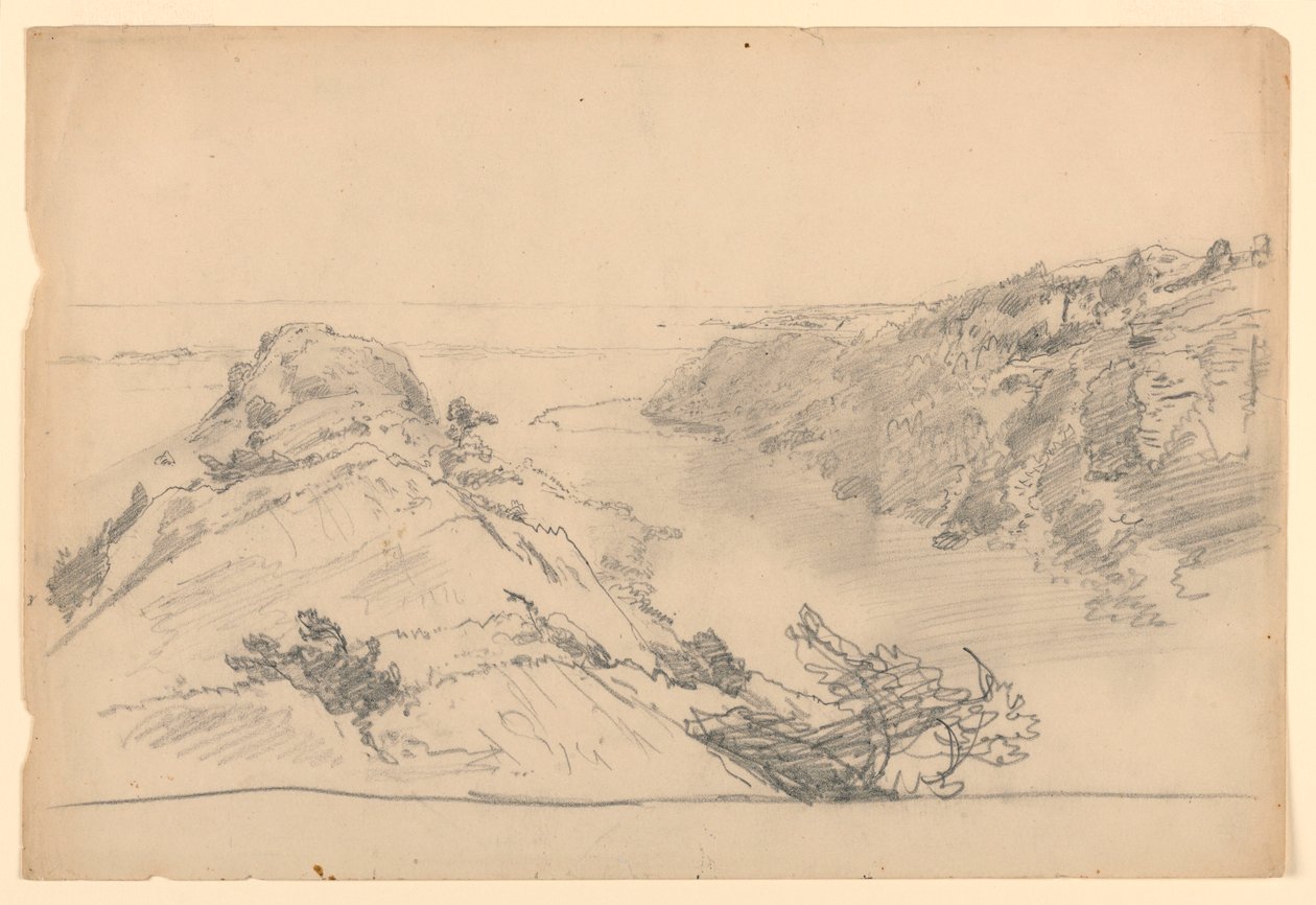 Studie för "From Paradise to Purgatory, Newport" av William Trost Richards