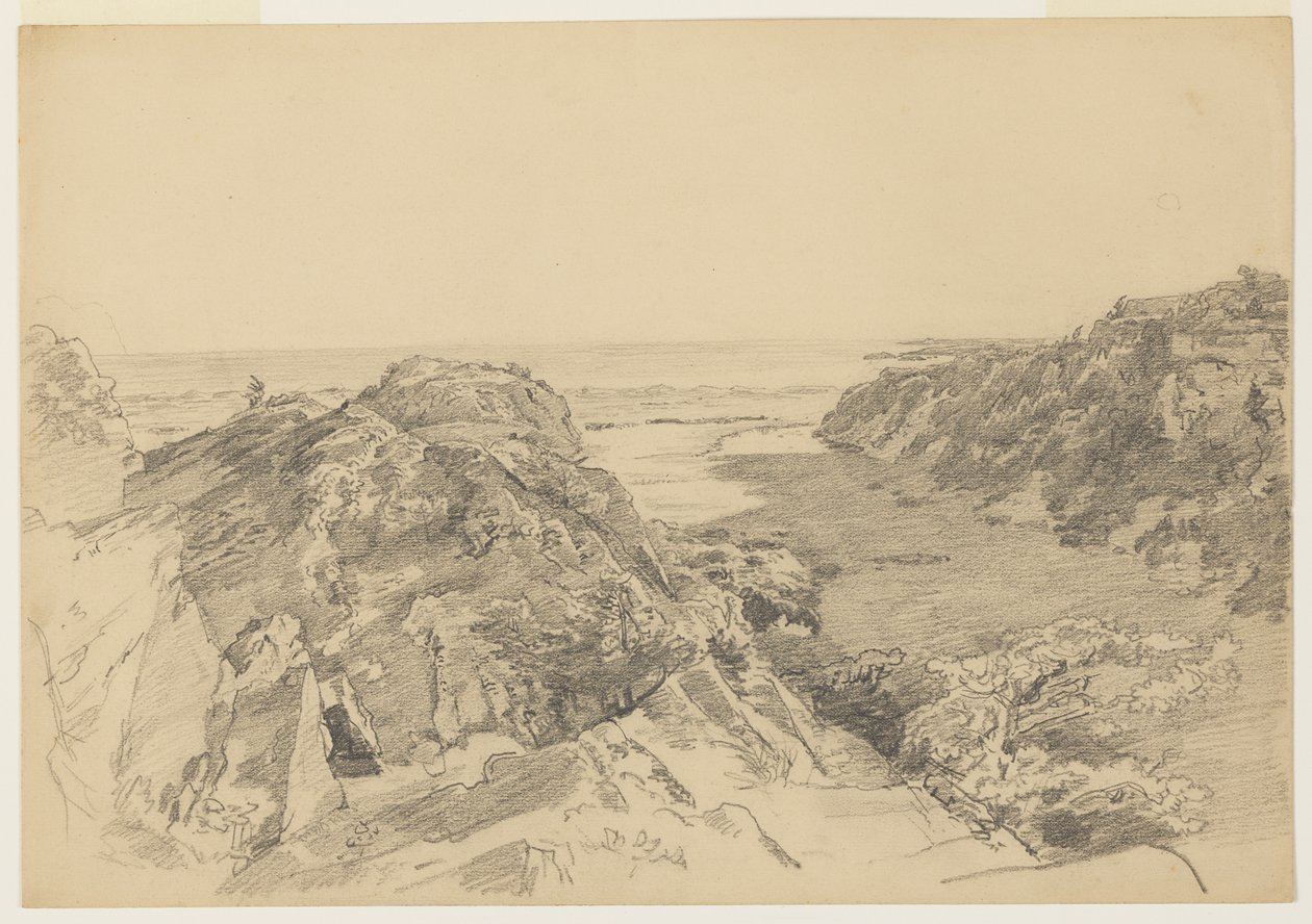 Studie för "From Paradise to Purgatory, Newport" av William Trost Richards