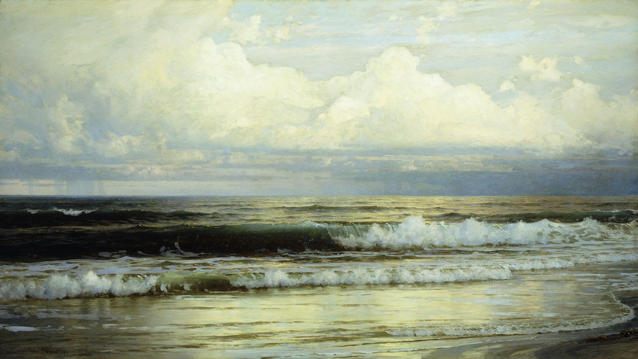 Solbelysta moln och hav, 1897 av William Trost Richards