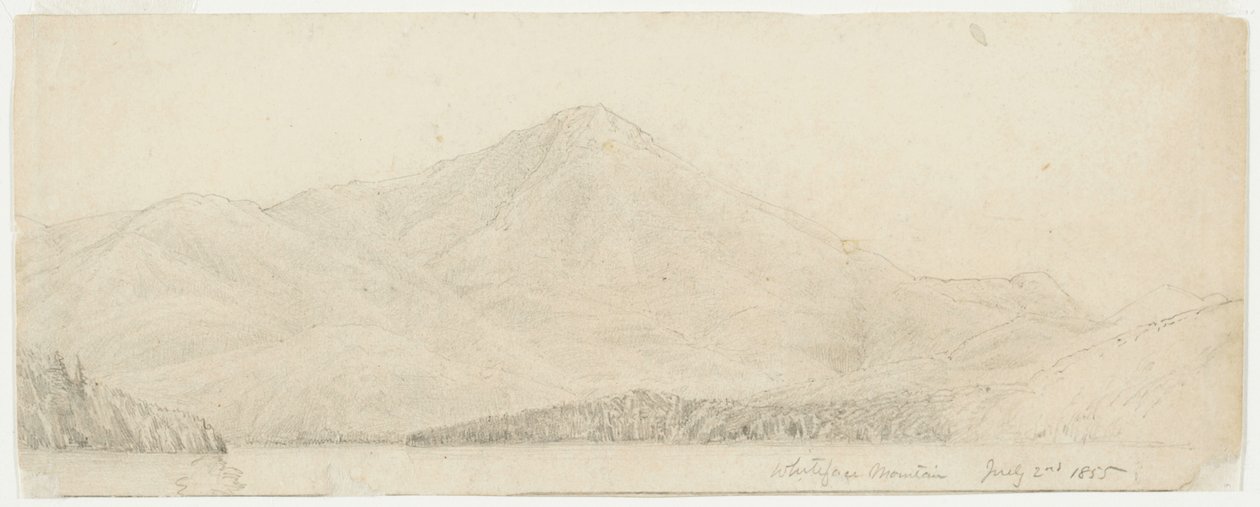 Whiteface Mountain, 1855 (grafit på buffvävt papper) av William Trost Richards