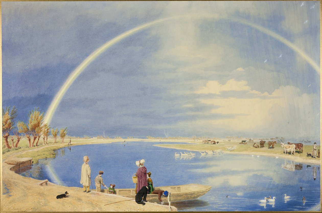 En aprildusch: utsikt från Binsey Ferry nära Oxford, med utsikt mot Port Meadow och Godstow av Joseph Mallord William Turner