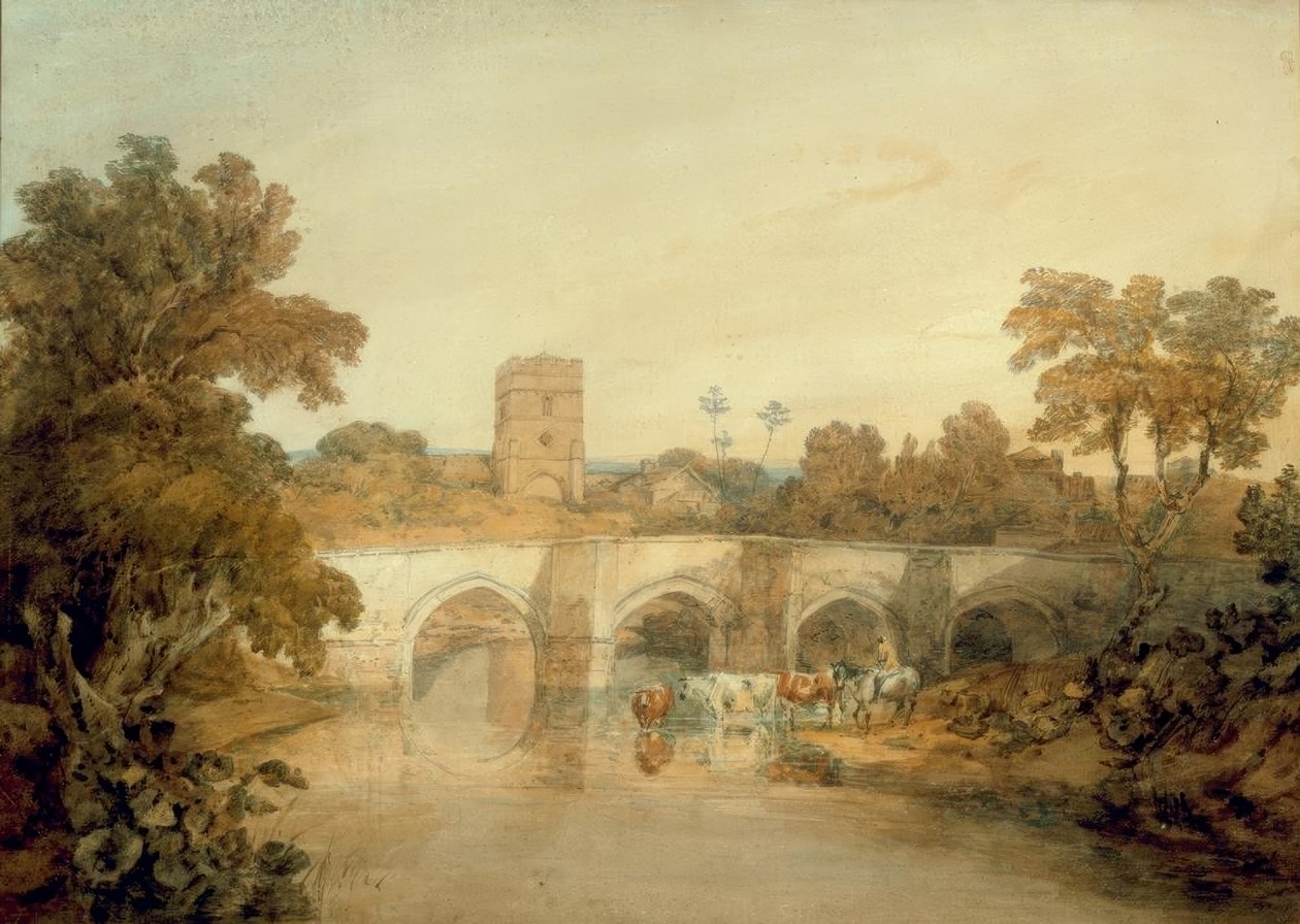 Bromfield vid floden Onny, nära Ludlow, Shropshire av Joseph Mallord William Turner